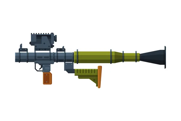 ( 영어 ) Combat Bazooka Portable Rocket Launcher, Military Army Weapon Object Flat Style Vector Illustration — 스톡 벡터