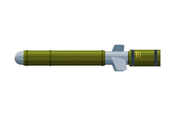 Grön Bazooka bärbar raket Launcher, militära vapen objekt platt stil vektor Illustration — Stock vektor