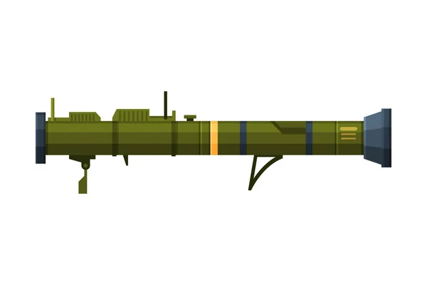 Retro Bazooka Portable Rocket Launcher, Militära Armén Vapenföremål Platt Stil Vektor Illustration — Stock vektor
