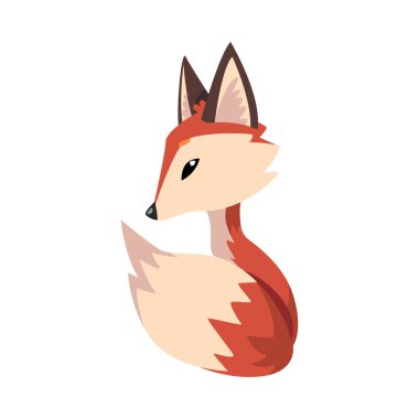 Sevimli Oturan Küçük Tilki, Şirin Vahşi Orman Hayvan Çizgi Filmi Karakteri Vektör Çizimi