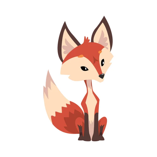 Adorable Little Fox, Cute Wild Forest Animal Cartoon Character Vector Illustration — Stock Vector