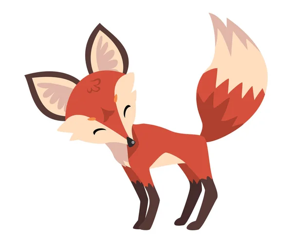 Adorable Little Fox, Cute Fluffy Wild Forest Animal Cartoon Character Vector Illustration — Stock Vector