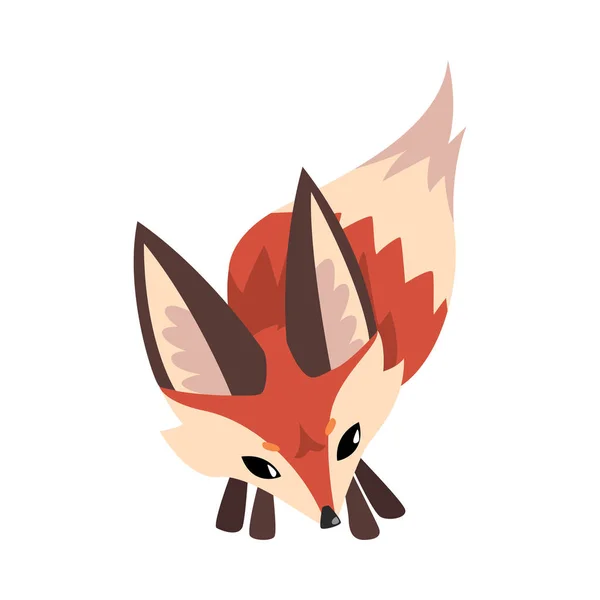 愛らしい眠りの狐、かわいいふわふわの野生の森動物漫画キャラクターベクトルイラスト — ストックベクタ