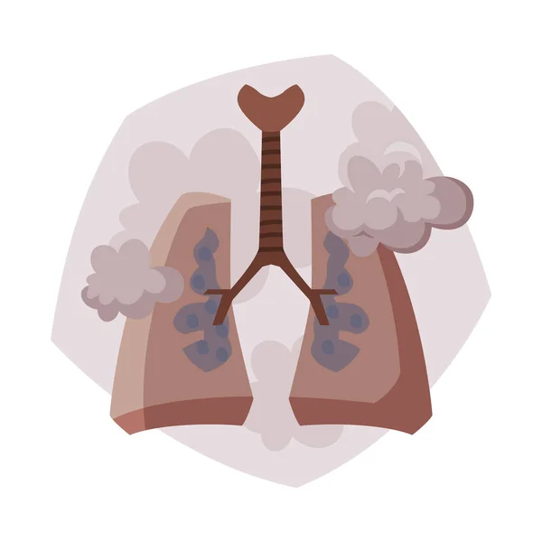 Human Lungs Suffering from Industrial Smog, Air Pollution, Ecological Problems Vector Illustration — Stock Vector