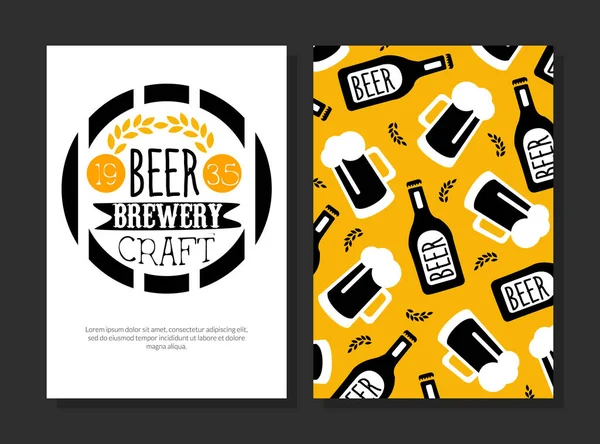 Beer Brewery Craft Card Template, Beer Festival Greeting, Invitation Banner, Poster Vector Illustration — Stock Vector