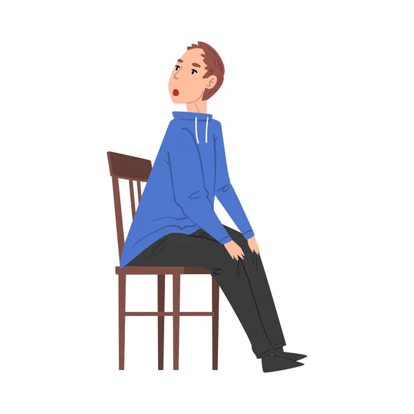 Jeune homme assis sur une chaise et regardant en arrière Illustration vectorielle — Image vectorielle