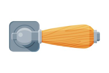 Kapı Kolu İtme Mekanizması, Ev İçi Element Düz Stil Vektör İllüstrasyonu