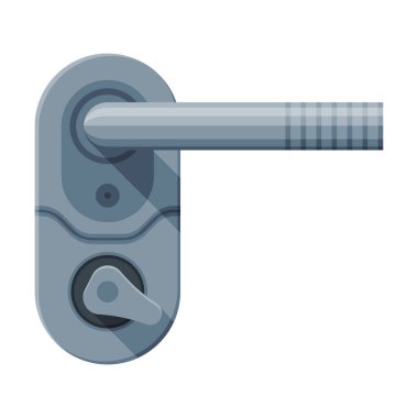 Metal Kapı Kolu ve Kilidi, Ev İçi Element Düz Şekil Vektör İllüstrasyonu