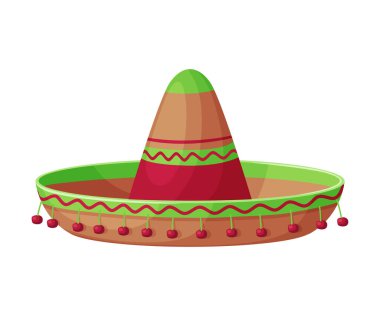 Sombrero Hat, Traditional Mexican Headdress, Retro Fashion Flat Vector Illustration clipart
