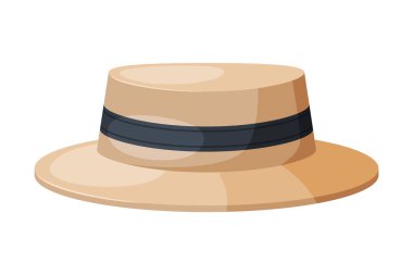 Siyah Kurdeleli Erkek Şapka, Retro Başlık, Centilmen Başlığı Düz Vektör İllüzyonu