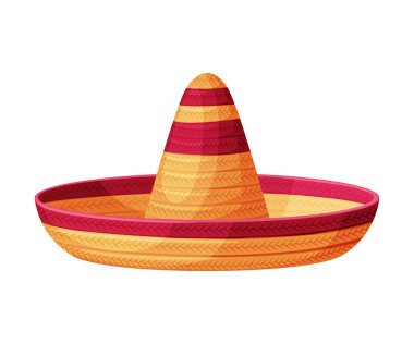 Mexican Sombrero Hat, Traditional Headdress, Retro Fashion Flat Vector Illustration clipart