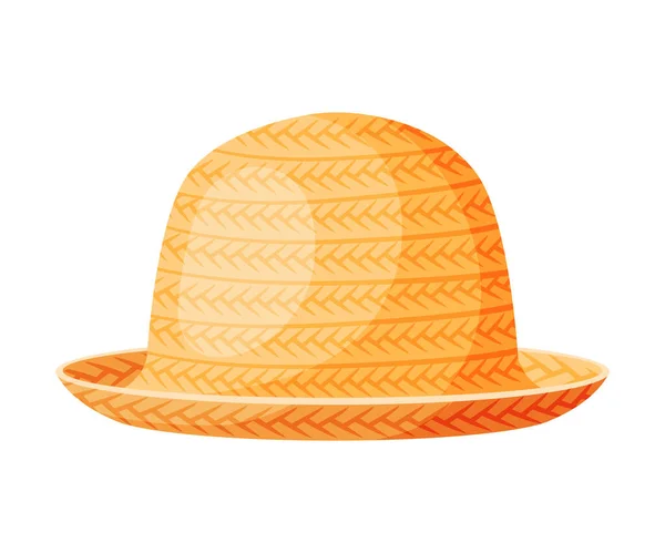 Hasır Şapka, Moda Başlığı, Güneş Koruma Başlığı Düz Vektör İllüstrasyonu — Stok Vektör