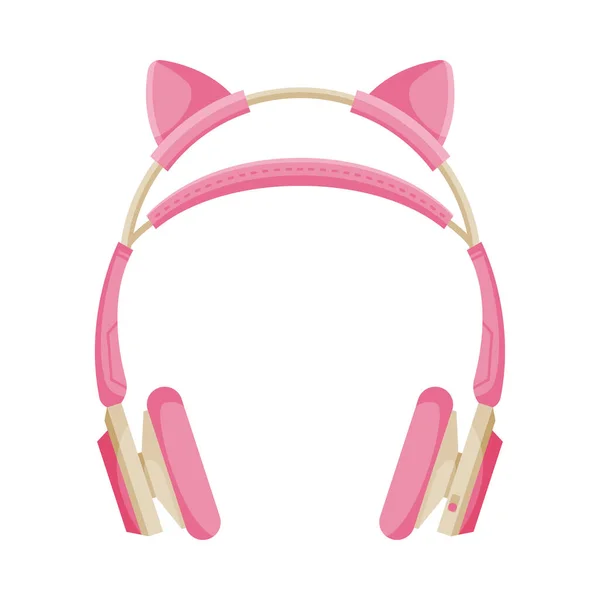 Roze draadloze hoofdtelefoon, accessoire voor muziek Luisteren of Gaming Vector Illustratie — Stockvector