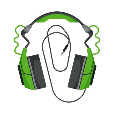 Kablolu kulaklık, Müzik Dinlemesi için Aksesuar veya Oyun Vektörü İllüstrasyonu
