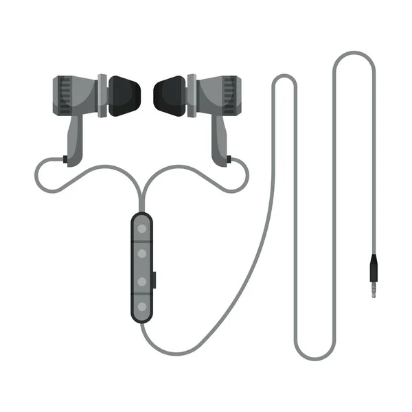 Gray Wired Earphones, Accessoires voor muziek Luisteren Vector Illustratie — Stockvector