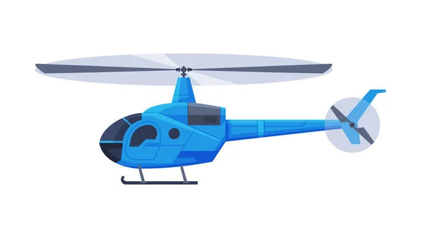 Blaue Hubschrauber Flugzeuge, Flying Chopper Lufttransport Flat Vector Illustration — Stockvektor