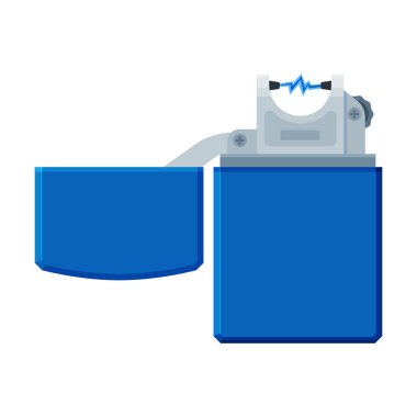 Mavi Metal Sigara Çakmağı, Yanıcı Sigara İçilebilir Cihaz Vektörü İllüstrasyonu