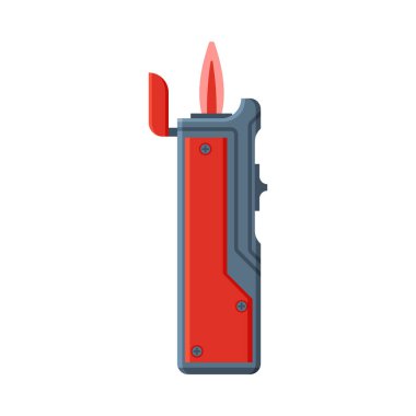 Cigarette Lighter with Fire, Flammable Smoking Equipment Vector Illustration clipart
