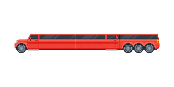 Voiture de limousine rouge, Véhicule de limousine de luxe Premium, Illustration vectorielle plate vue de côté — Image vectorielle