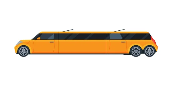 Voiture de limousine jaune, Véhicule de limousine de luxe premium, Illustration vectorielle plate vue de côté — Image vectorielle