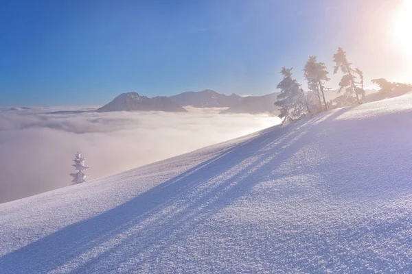 Mañana congelada en la montaña Tatra al amanecer — Foto de Stock