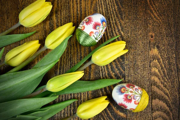 Easter eggs in hand made decoupage decoration. Polish design — Stock Photo, Image
