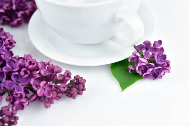 Menekşe leylak çiçek ve çay 