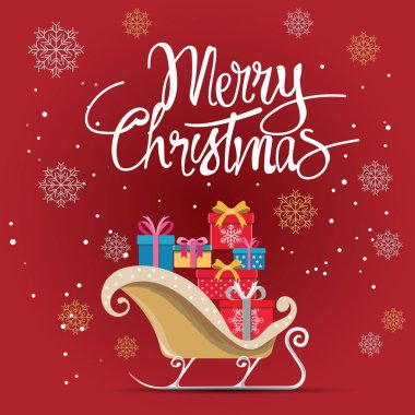 Neşeli Noel tebrik kartı tasarımı, arka plan ve vektör çizim