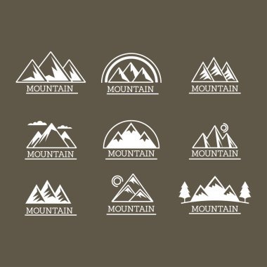 Mountains silhouettes vector illustration. Mountain set for outdoor leisure hiking travel clipart
