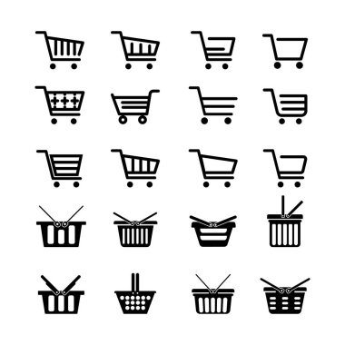 Vektör alışveriş sepeti Icons set