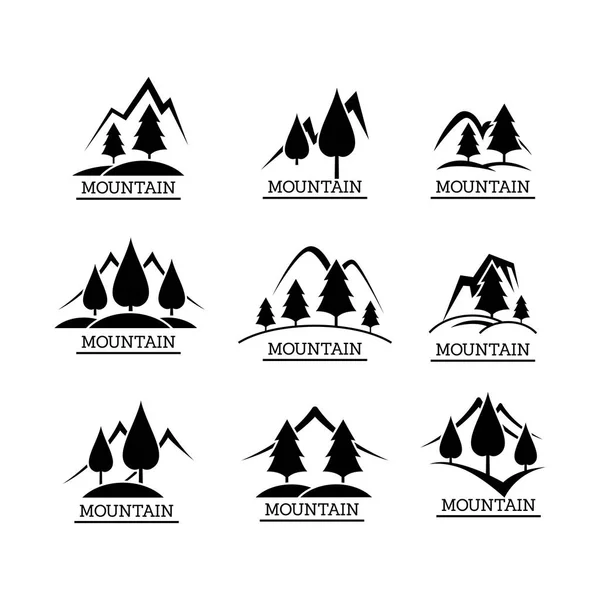 Bergen silhouetten vector illustratie. Berg instellen voor buiten recreatie wandelen reizen — Stockvector
