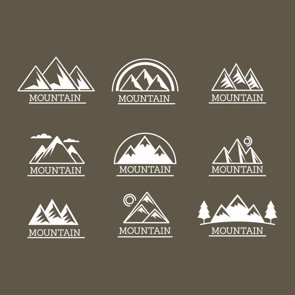 Mountains silhouettes vector illustration. Mountain set for outdoor leisure hiking travel