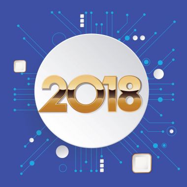 Yaratıcı mutlu yeni yıl 2018 tebrik kartı tasarımı. Vektör tipografi ve yazı