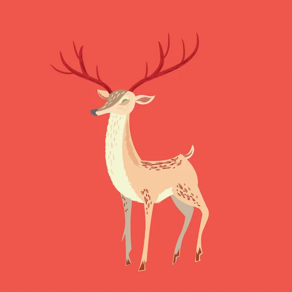 Christmas Magic Deer and Forest — Stock Vector