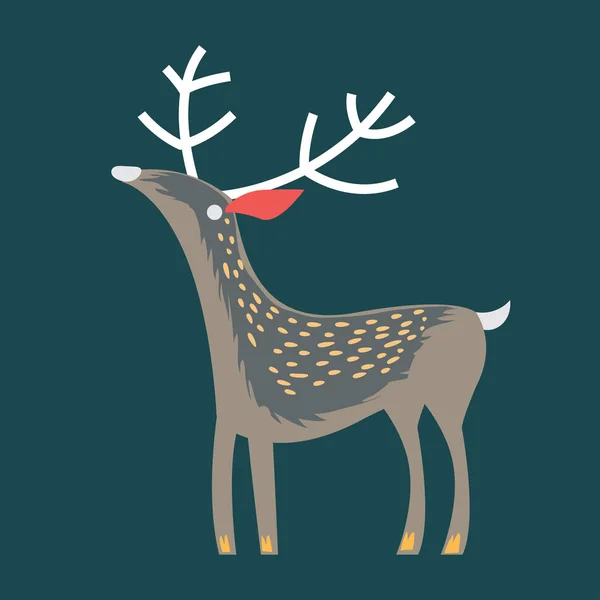 Christmas Magic Deer and Forest — Stock Vector
