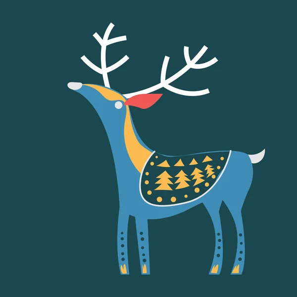 Рождественский волшебный олень и лес — стоковый вектор
