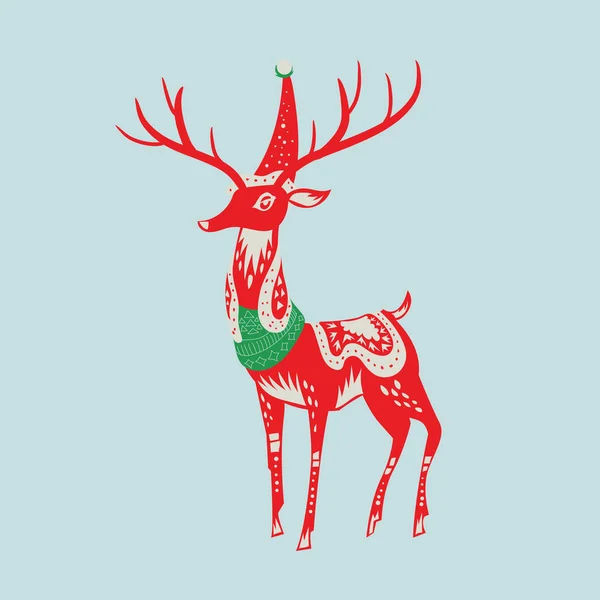 Navidad ciervo mágico y bosque — Vector de stock