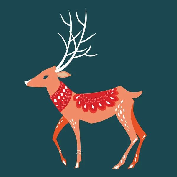 Christmas Magic Deer and Forest — Stock Vector