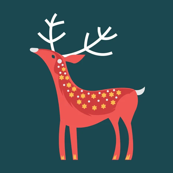 Cervo magico di Natale e foresta — Vettoriale Stock
