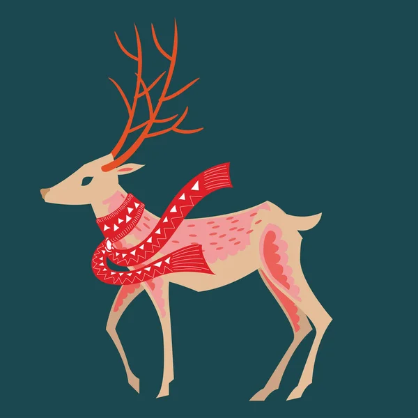 Рождественский волшебный олень и лес — стоковый вектор
