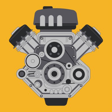 Vektör Çizimi Modern Araba Motoru