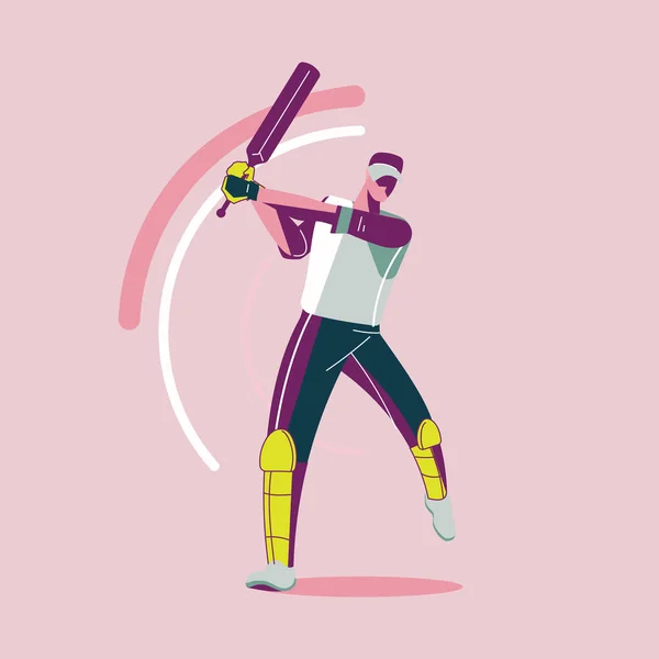 Illustratie Van Batsman Spelen Cricket Kampioenschap Cricket Speler Met Bat — Stockvector