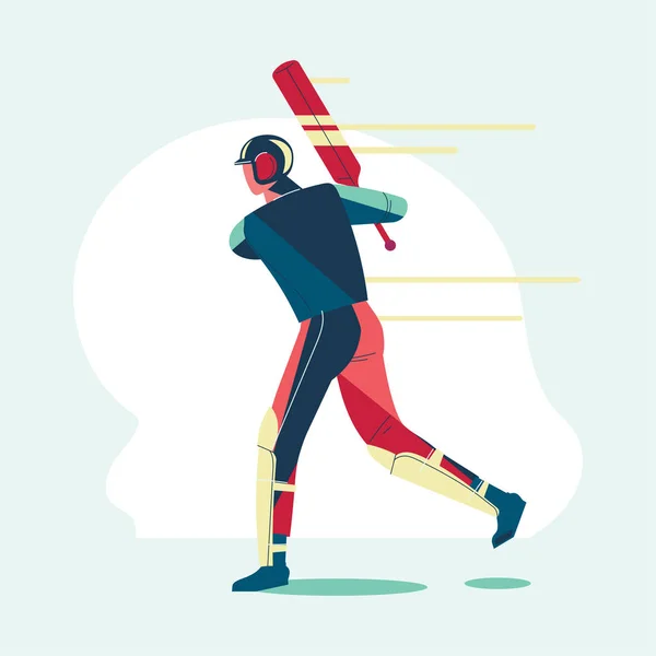 Ilustración Bateador Jugando Campeonato Cricket Jugador Cricket Con Swing Bate — Vector de stock