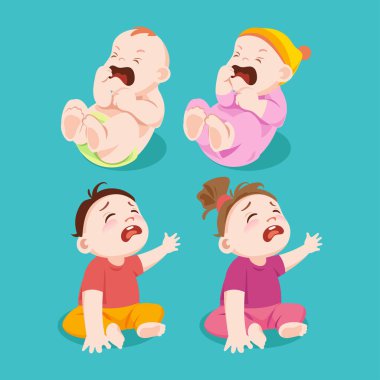 Ağlıyor ya da üzülüyor Bebek ve kız bebek