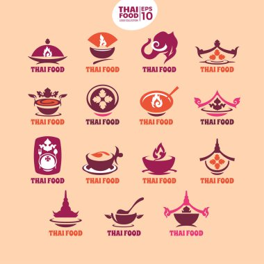 Modern Tayland gıda logosu aşçılık ve şirket işleri için bir şablon oluşturuldu