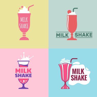 Maskot, logo ve amblem için Milkshake Illustration seti