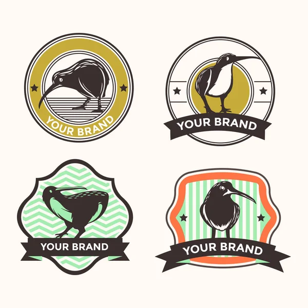 Ícone Pássaro Kiwi Para Rótulo Emblema —  Vetores de Stock