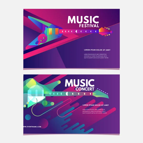 Illustration Affiche Festival Musique Modèle Coloré Bannière — Image vectorielle