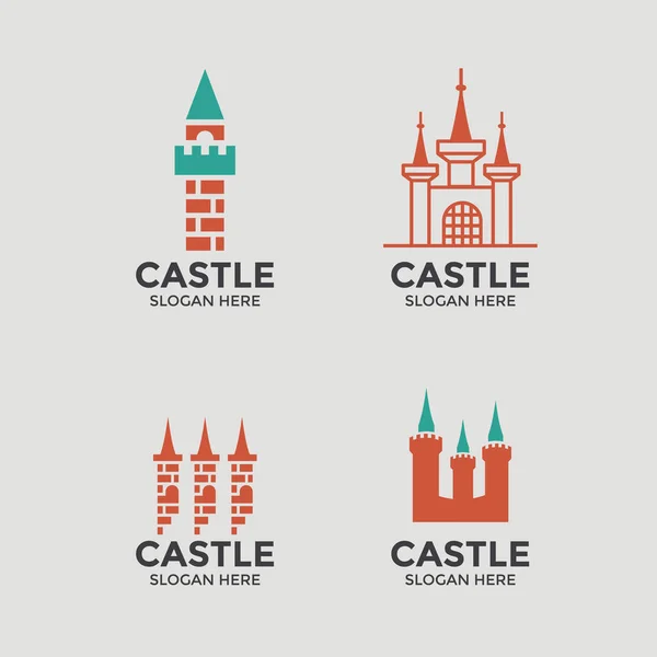 Logotipo Castelo Conjunto Emblema —  Vetores de Stock