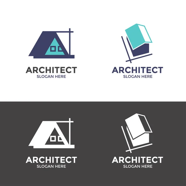 Colección Logotipos Empresa Arquitectura Plana Vectorial Conjunto Logotipo Arquitecto — Vector de stock